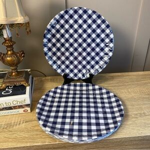 Tommy Bahama Blue & White Gingham Checkered Melamine 6 Dinner Plates SET 10”